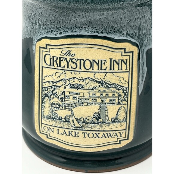 Deneen Pottery Lake Toxaway Greystone Inn NC Drip Green Cup Mug Handthrown USA - Picture 2 of 14
